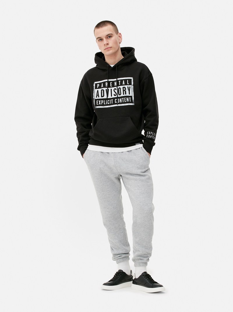 Sudaderas Primark Parental Advisory Estampadas Hoodie Hombre Negras | 0428PZULO