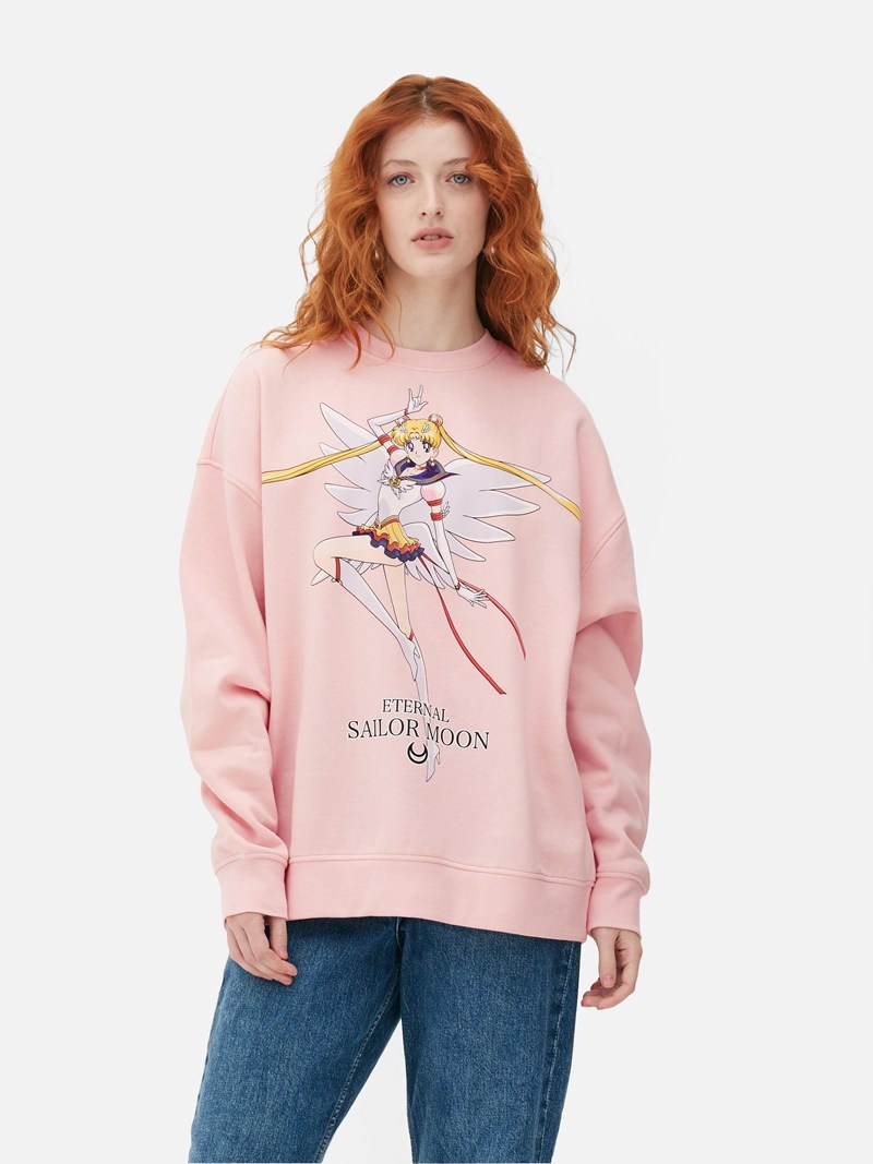 Sudaderas Primark Sailor Moon Print Sweat Mujer Rosas | 2780PMAJY