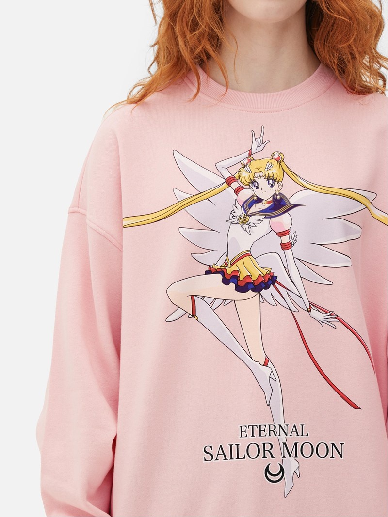 Sudaderas Primark Sailor Moon Print Sweat Mujer Rosas | 2780PMAJY