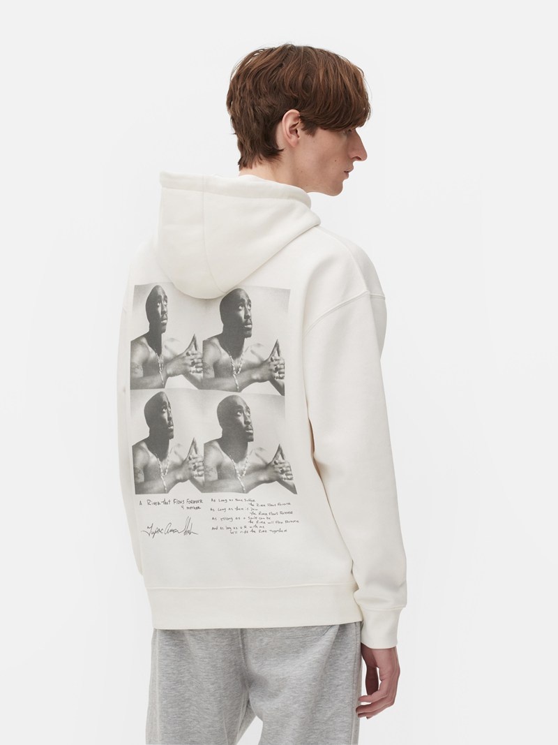 Sudaderas Primark Tupac Printed Hoodie Hombre Blancas | 6523EDOXJ