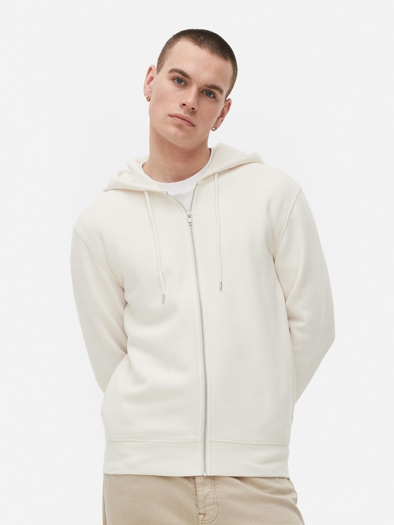 Sudaderas Primark Zip Hoodie Hombre Blancas | 7852GFSCK