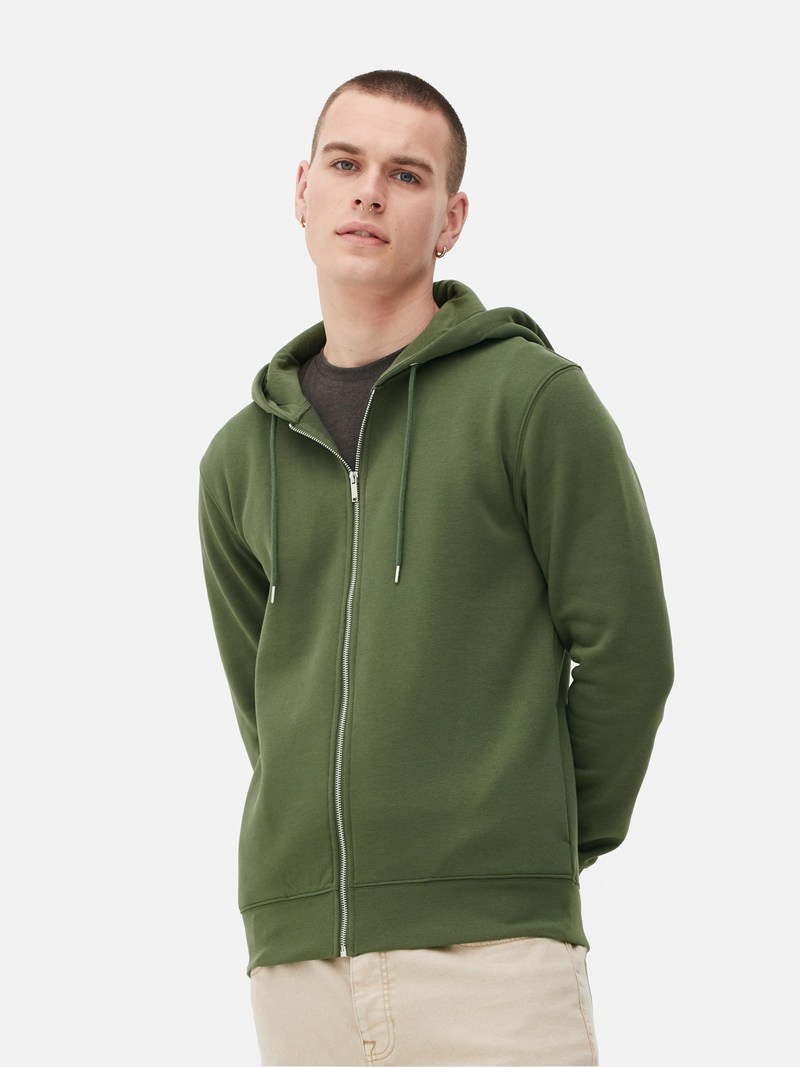 Sudaderas Primark Zip Hoodie Hombre Verde Oliva | 9517JXROG