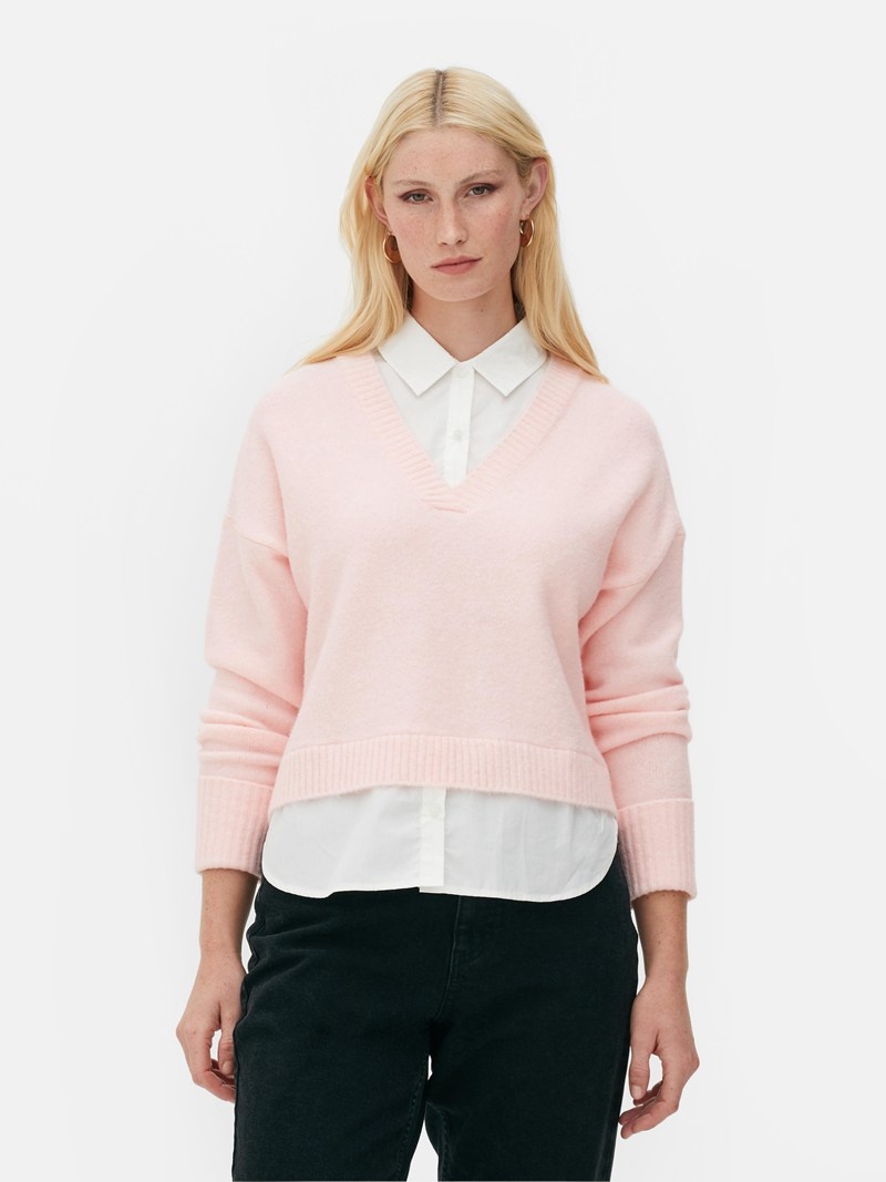 Suéteres Primark 2in1 Detail Sweat Mujer Rosas | 1679LWXVO