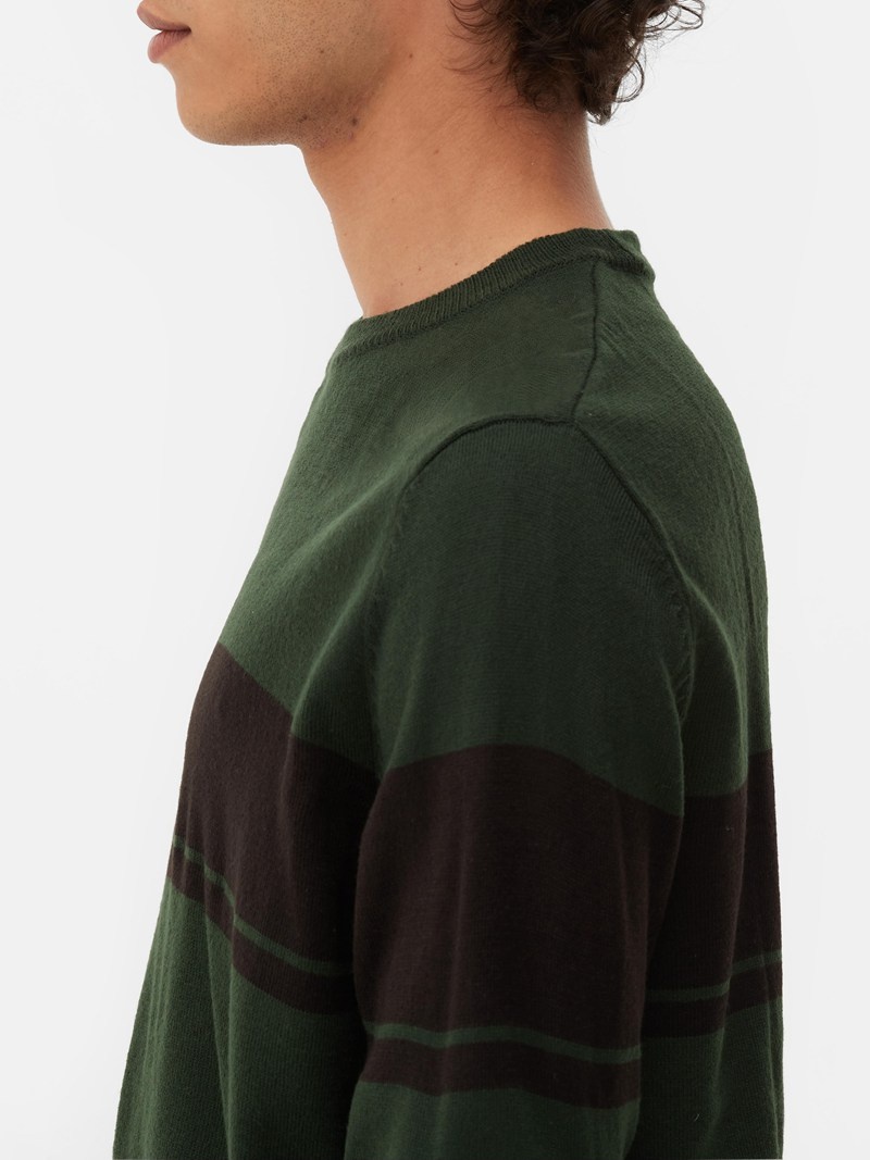 Suéteres Primark A Rayas Crew Neck Hombre Verde | 3470KJTCY