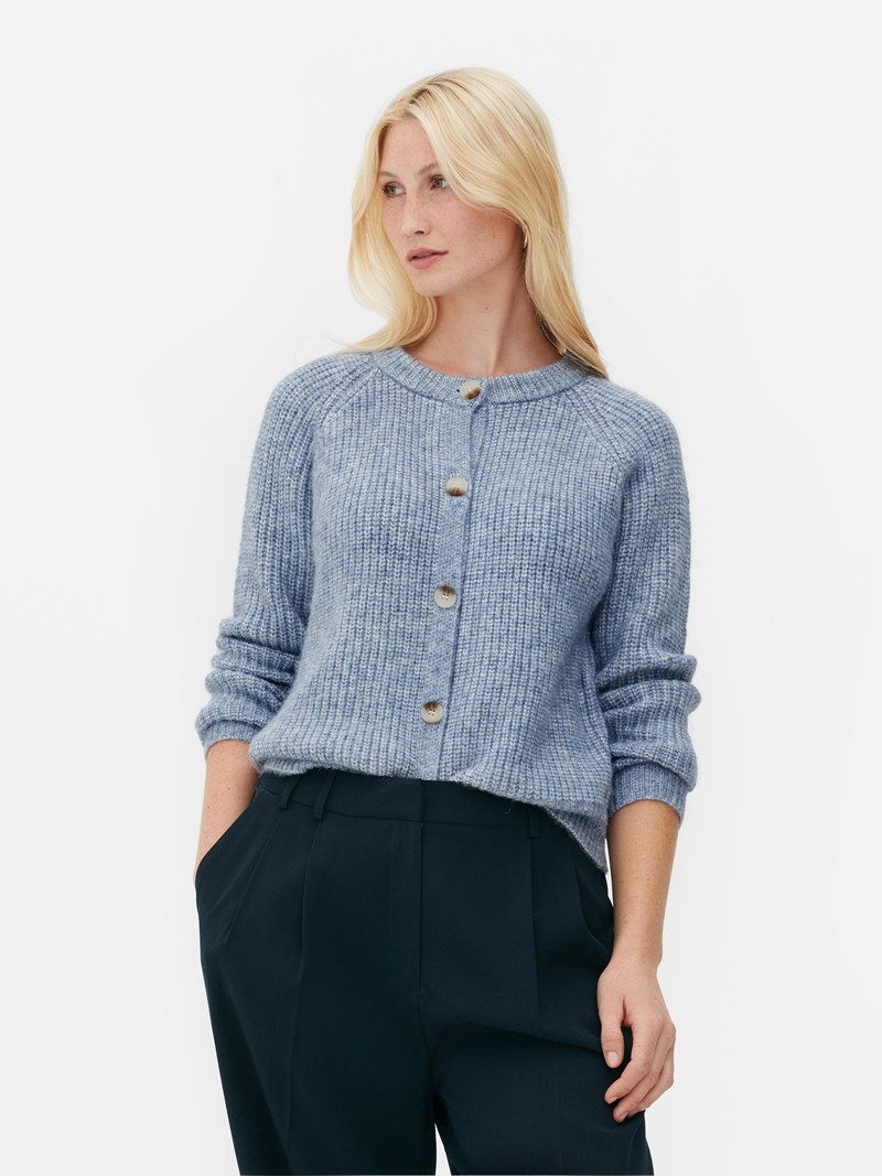 Suéteres Primark Acanalado Cardigan Mujer Azules | 0374DLQTZ