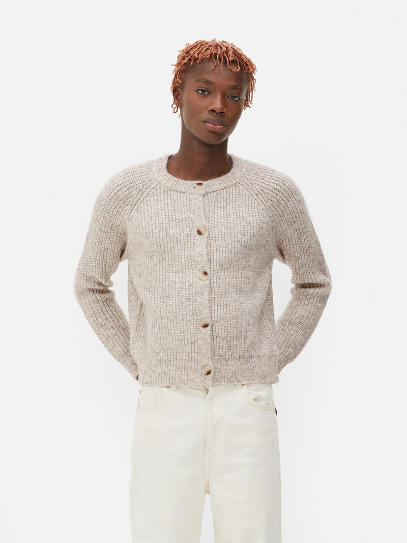 Suéteres Primark Acanalado Cardigan Mujer Beige | 4593LCEVM