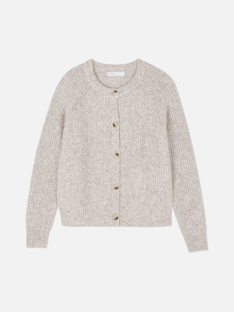 Suéteres Primark Acanalado Cardigan Mujer Beige | 4593LCEVM