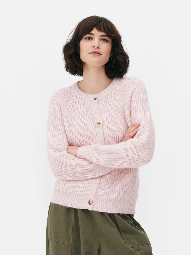 Suéteres Primark Acanalado Cardigan Mujer Rosas | 0736TMSHY