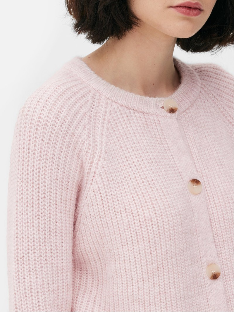 Suéteres Primark Acanalado Cardigan Mujer Rosas | 0736TMSHY