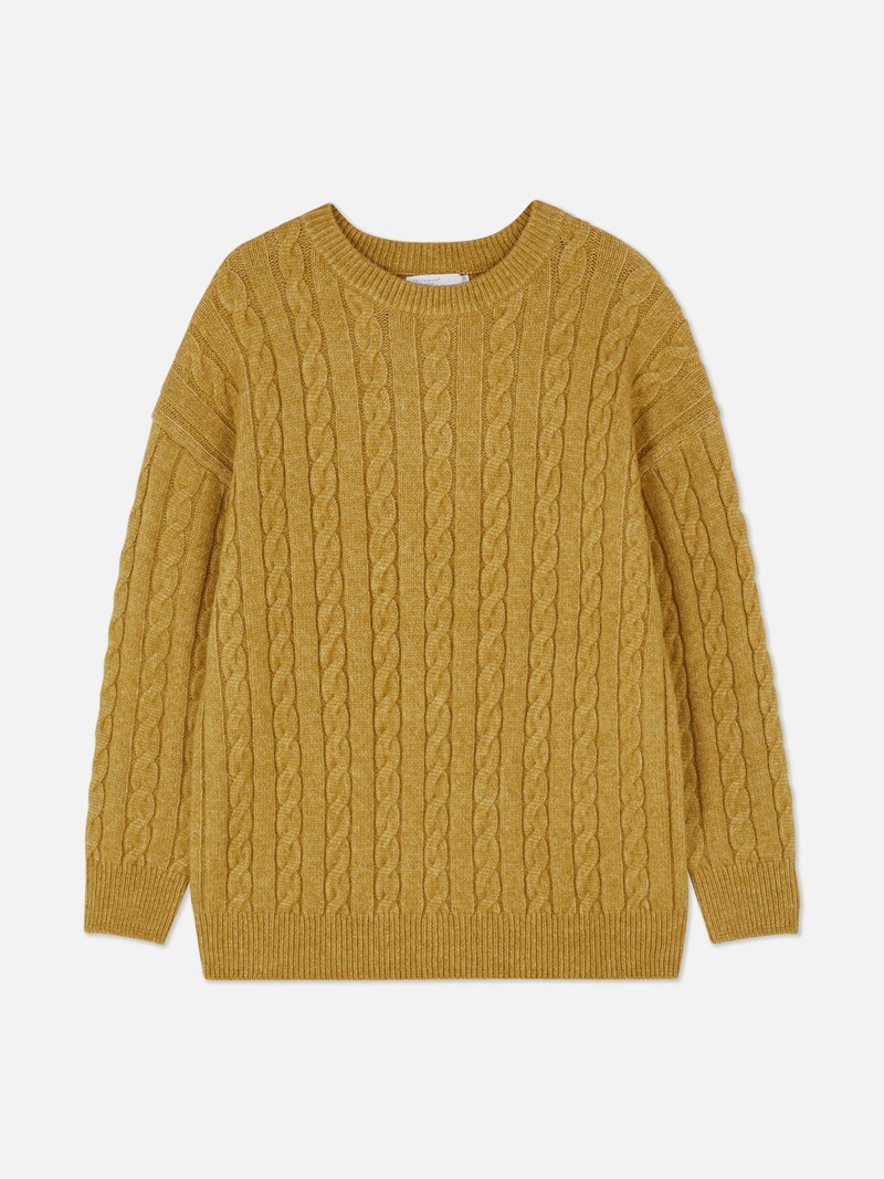 Suéteres Primark Cable Knit Mujer Moutarde | 9345IOSJW