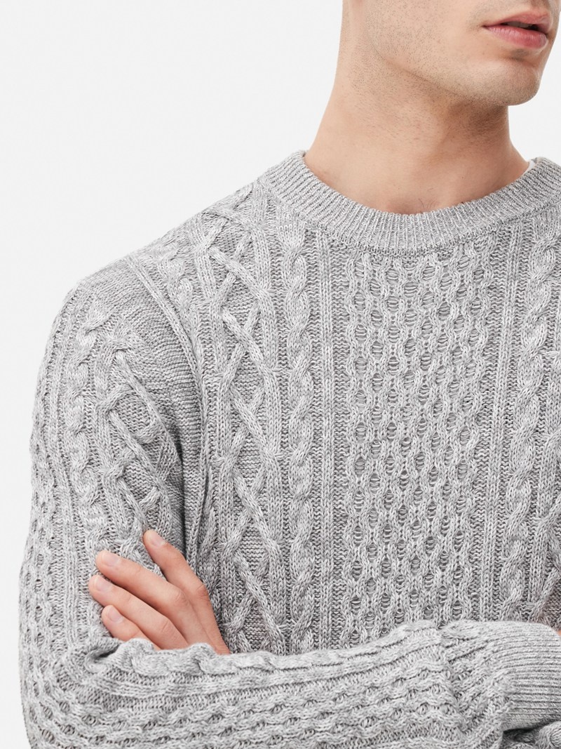 Suéteres Primark Cable Knit Panel Hombre Gris | 7609JRIDX