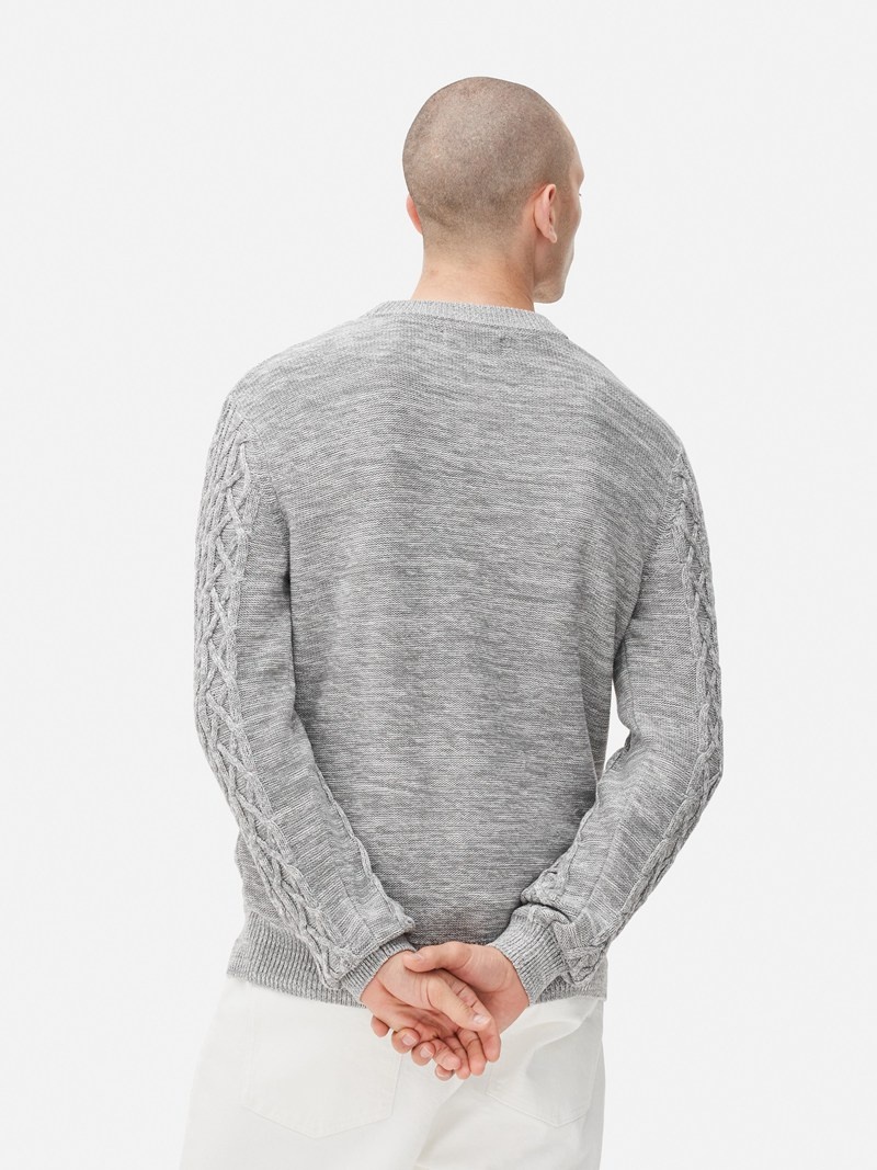 Suéteres Primark Cable Knit Panel Hombre Gris | 7609JRIDX