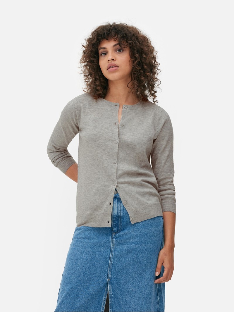 Suéteres Primark Crew Neck Cardigan Mujer Gris | 5341JGXIS