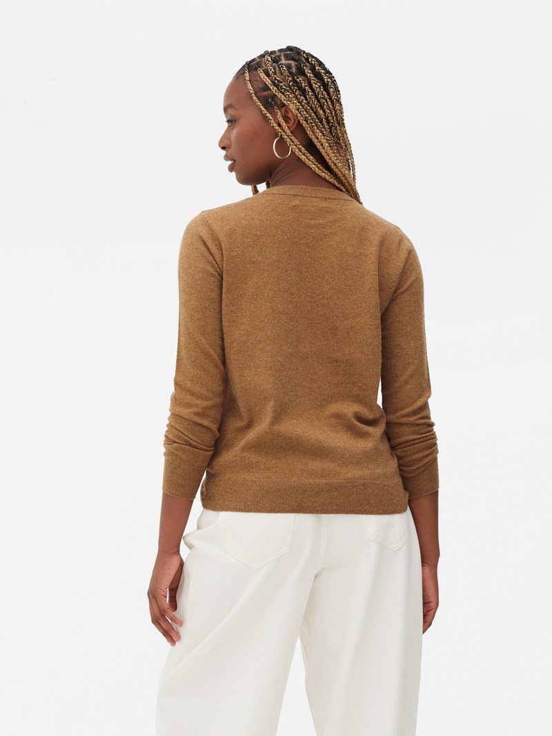 Suéteres Primark Crew Neck Cardigan Mujer Beige | 8492BJGVW