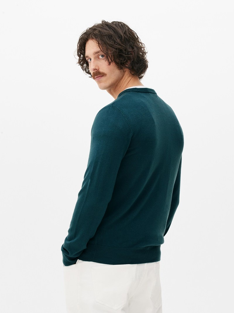 Suéteres Primark Essential Fine Knit Hombre Turquesa | 7435SJGBF