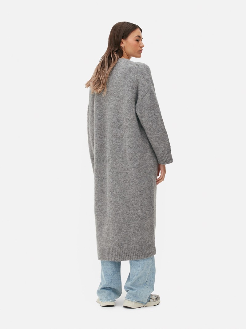 Suéteres Primark Fuzzy Longline Cardigan Mujer Gris | 4059MGNER