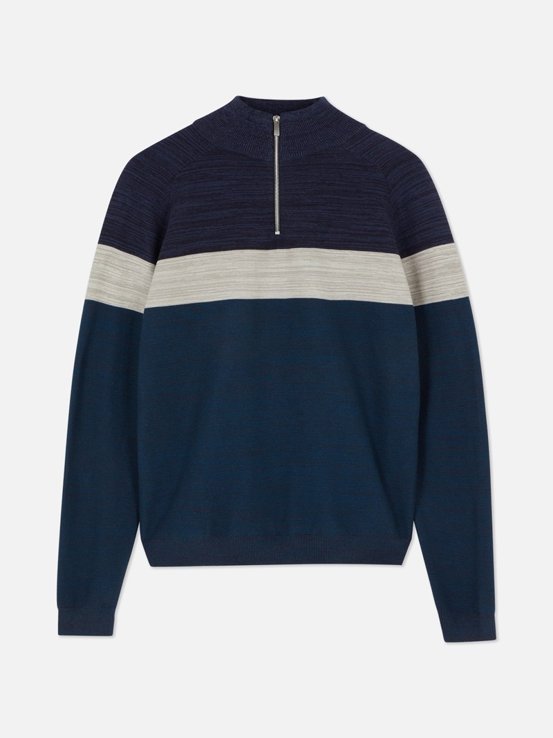 Suéteres Primark Half Zip Sweat Hombre Azul Marino | 5698ZBPYG