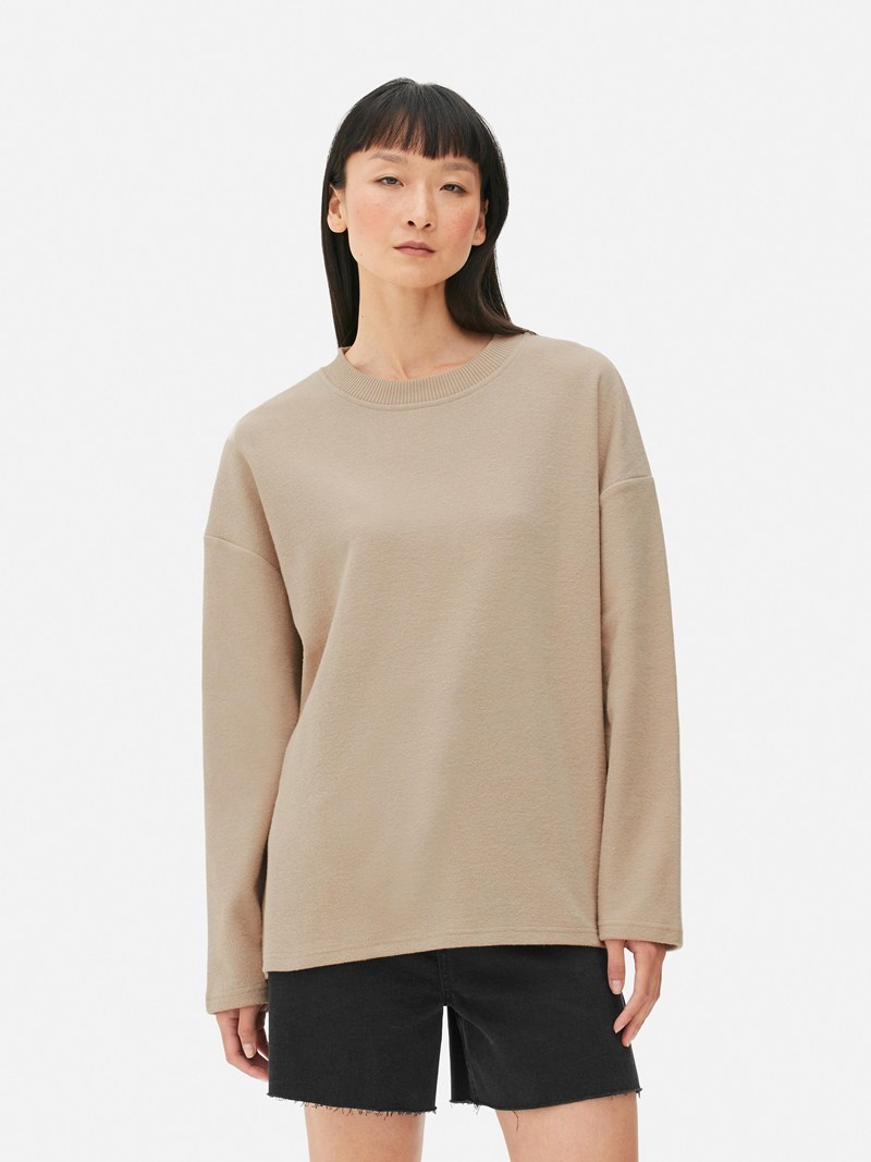 Suéteres Primark Side Slit Knit Mujer Beige | 7896CSVPI