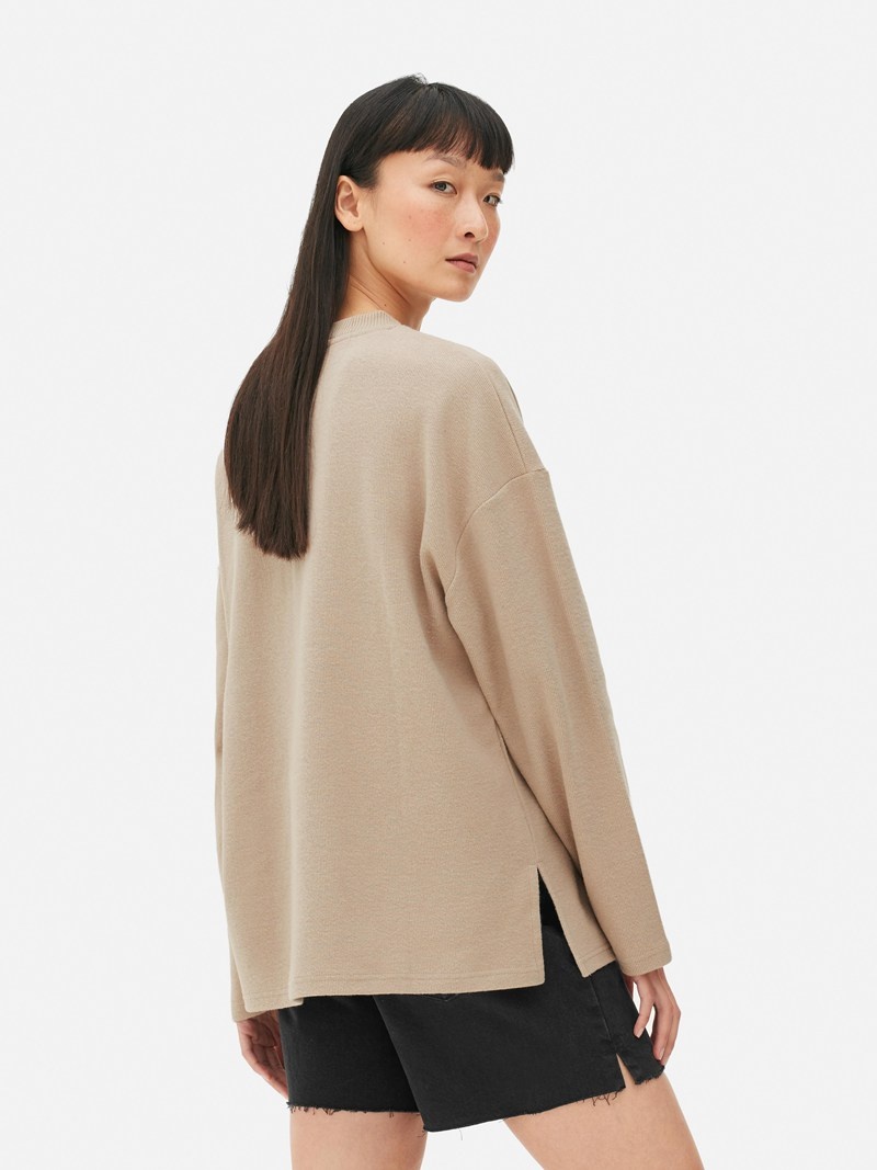 Suéteres Primark Side Slit Knit Mujer Beige | 7896CSVPI