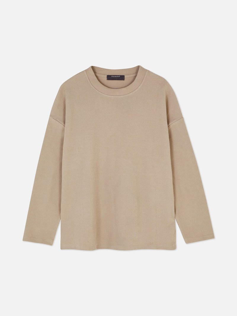 Suéteres Primark Side Slit Knit Mujer Beige | 7896CSVPI