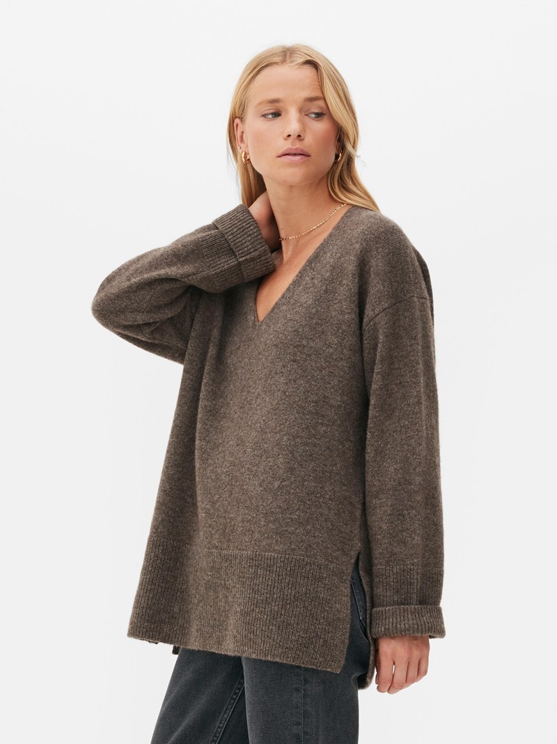 Suéteres Primark The Edit Oversized Pullover Mujer Gris Marrones | 7823KJILC