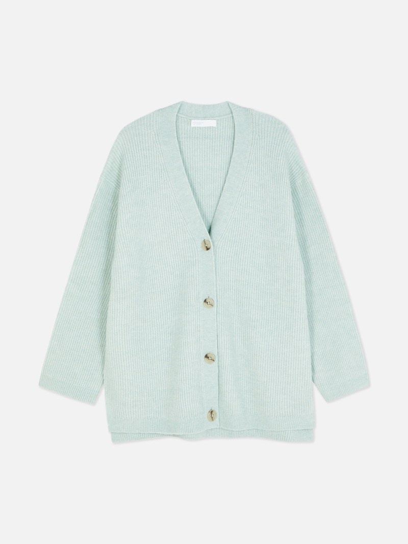 Suéteres Primark VNeck A Rayas Cardigan Mujer Verde Menta | 2643UPOMD