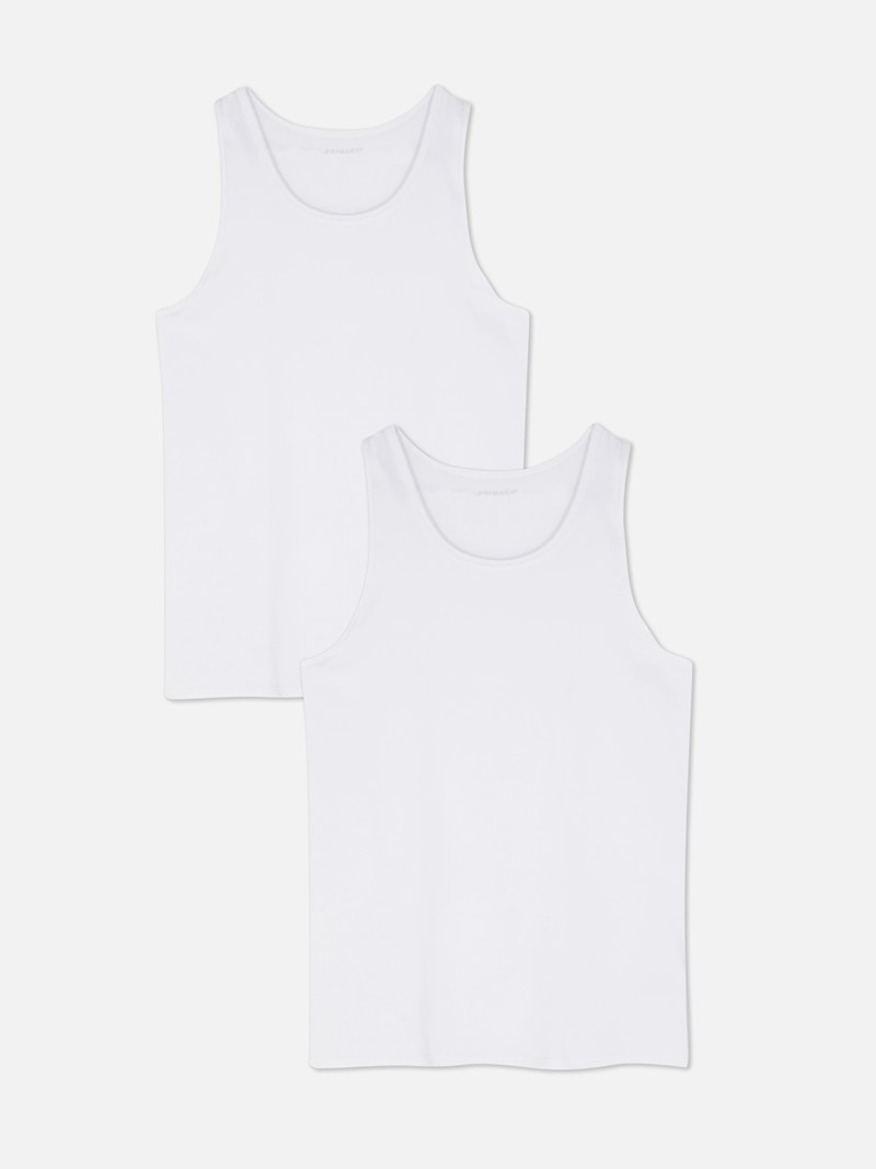 Tops Primark 2Pack Scoop Neck Tank Hombre Blancas | 7604GFPOV