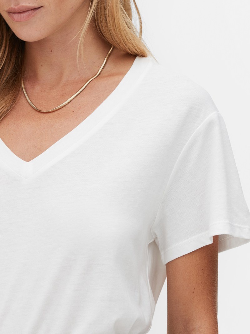 Tops Primark Algodon Blend VNeck Mujer Blancas | 7108BQXOI