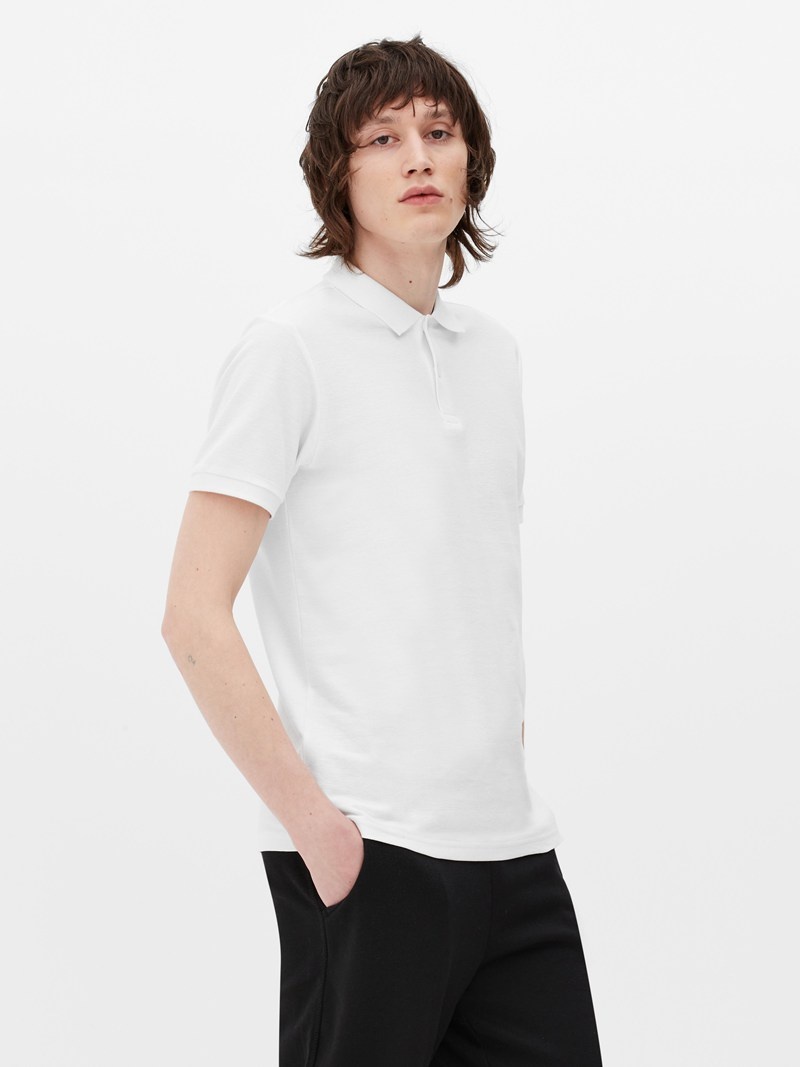 Tops Primark Algodon Piqué Polo Hombre Blancas | 2963AELHW