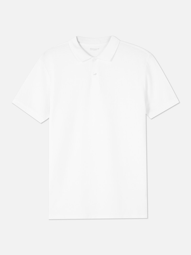 Tops Primark Algodon Piqué Polo Hombre Blancas | 2963AELHW