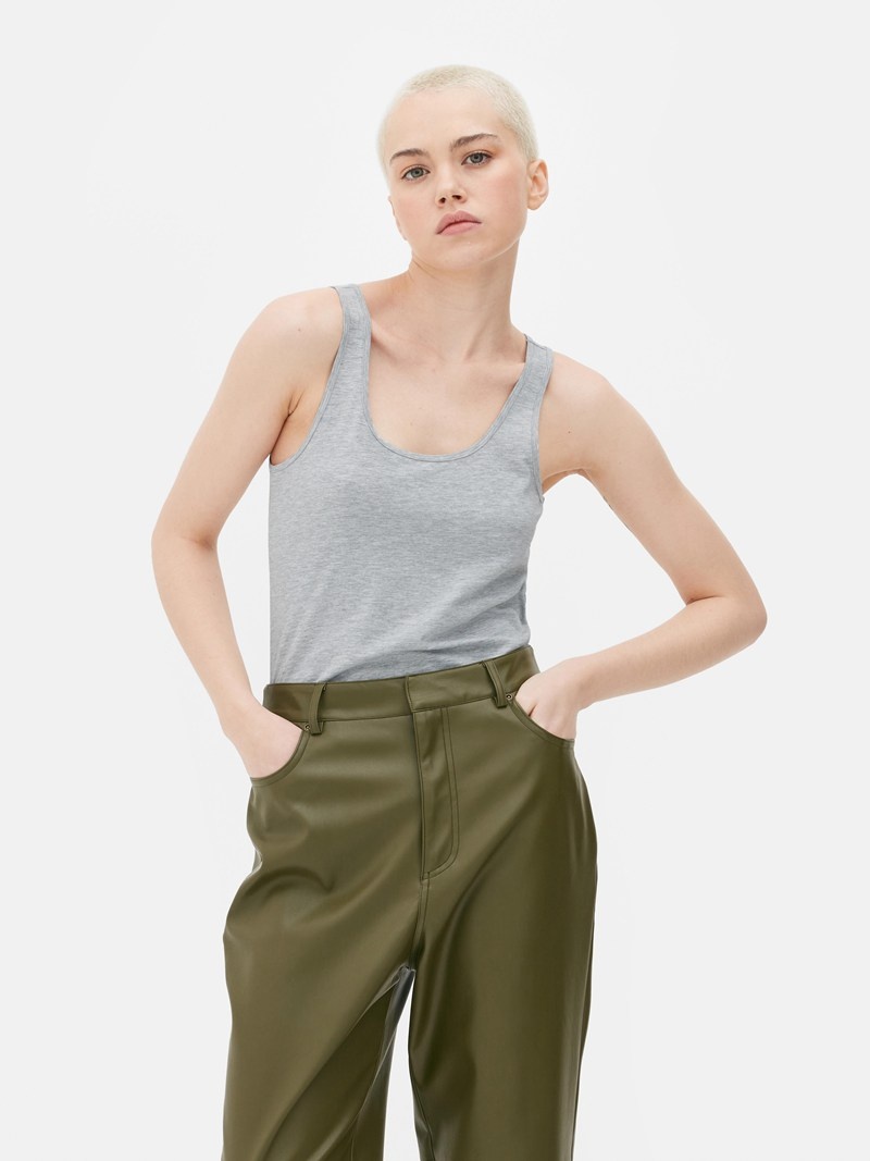 Tops Primark Algodon Stretch Tank Mujer Gris | 8352AISZG