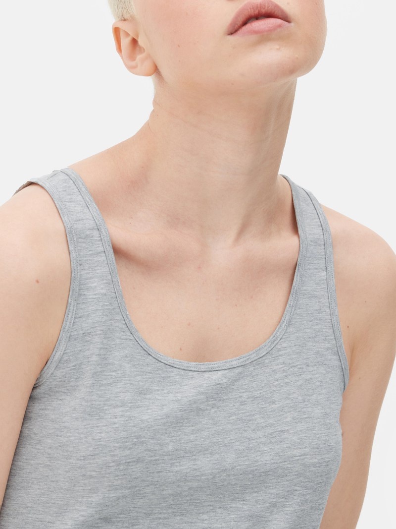 Tops Primark Algodon Stretch Tank Mujer Gris | 8352AISZG