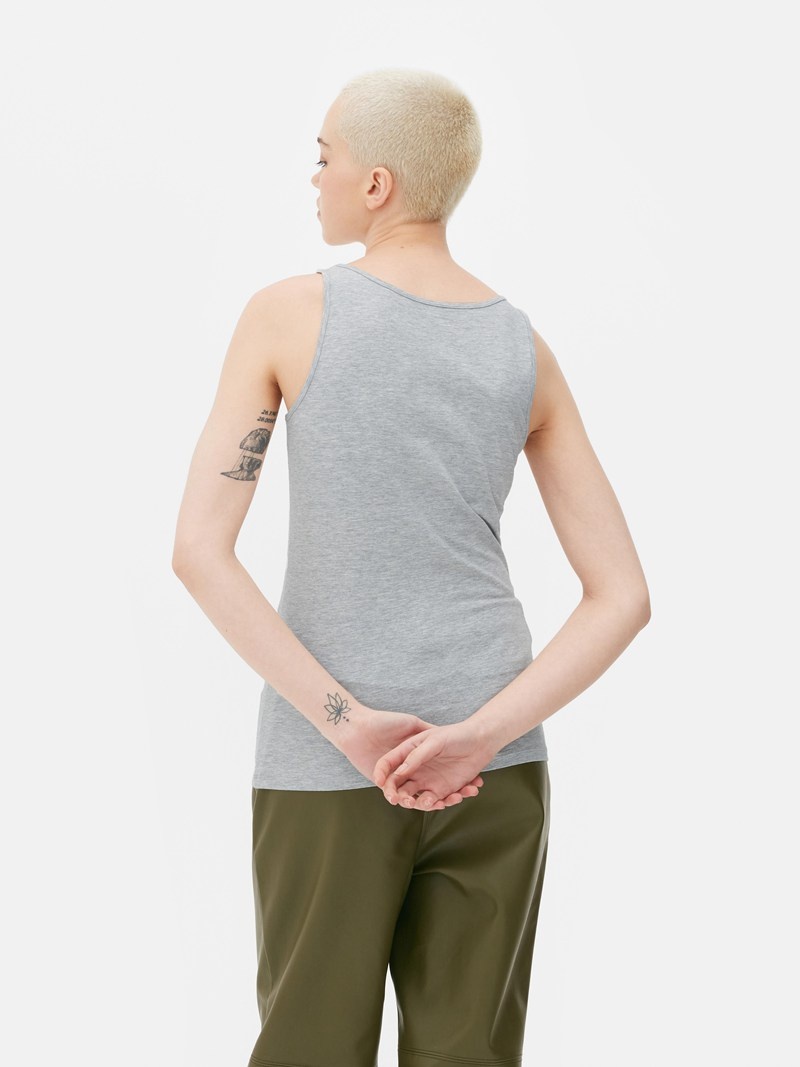 Tops Primark Algodon Stretch Tank Mujer Gris | 8352AISZG