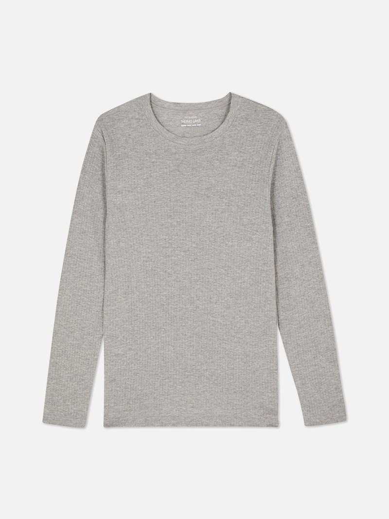 Tops Primark Brushed Long Sleeve Thermal Hombre Gris | 9235ESHRJ