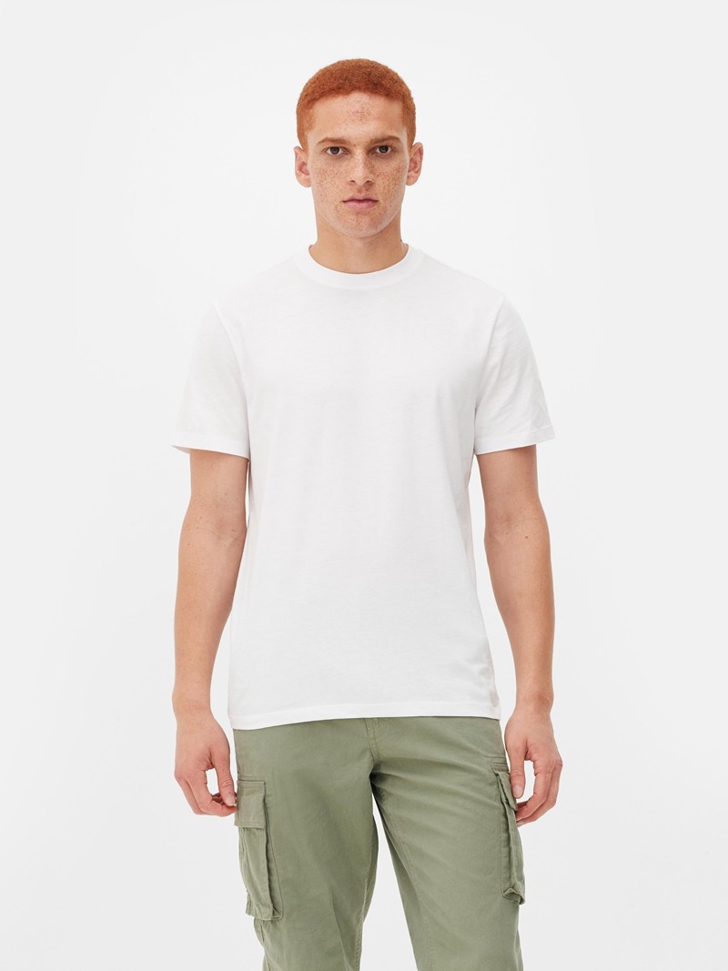 Tops Primark Crew Neck Regular Fit Hombre Blancas | 4608CWTKO