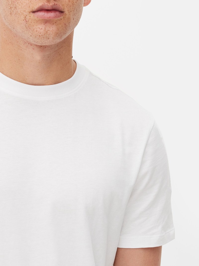 Tops Primark Crew Neck Regular Fit Hombre Blancas | 4608CWTKO