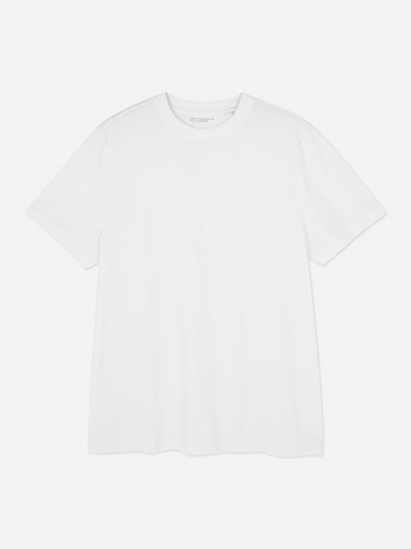 Tops Primark Crew Neck Regular Fit Hombre Blancas | 4608CWTKO