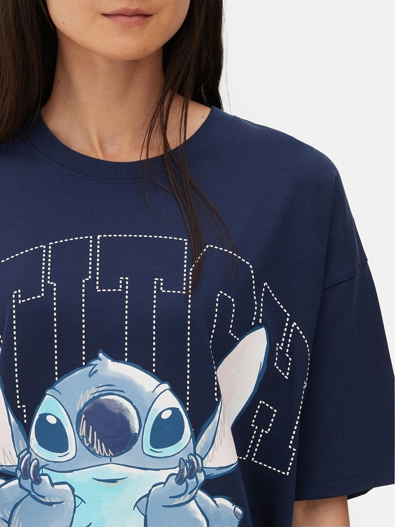 Tops Primark Disney's Lilo and Stitch Oversized Mujer Azul Marino | 9578RTQIC