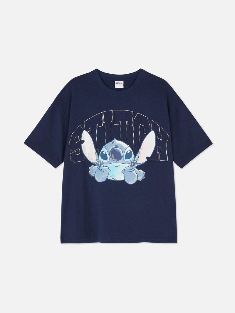 Tops Primark Disney's Lilo and Stitch Oversized Mujer Azul Marino | 9578RTQIC