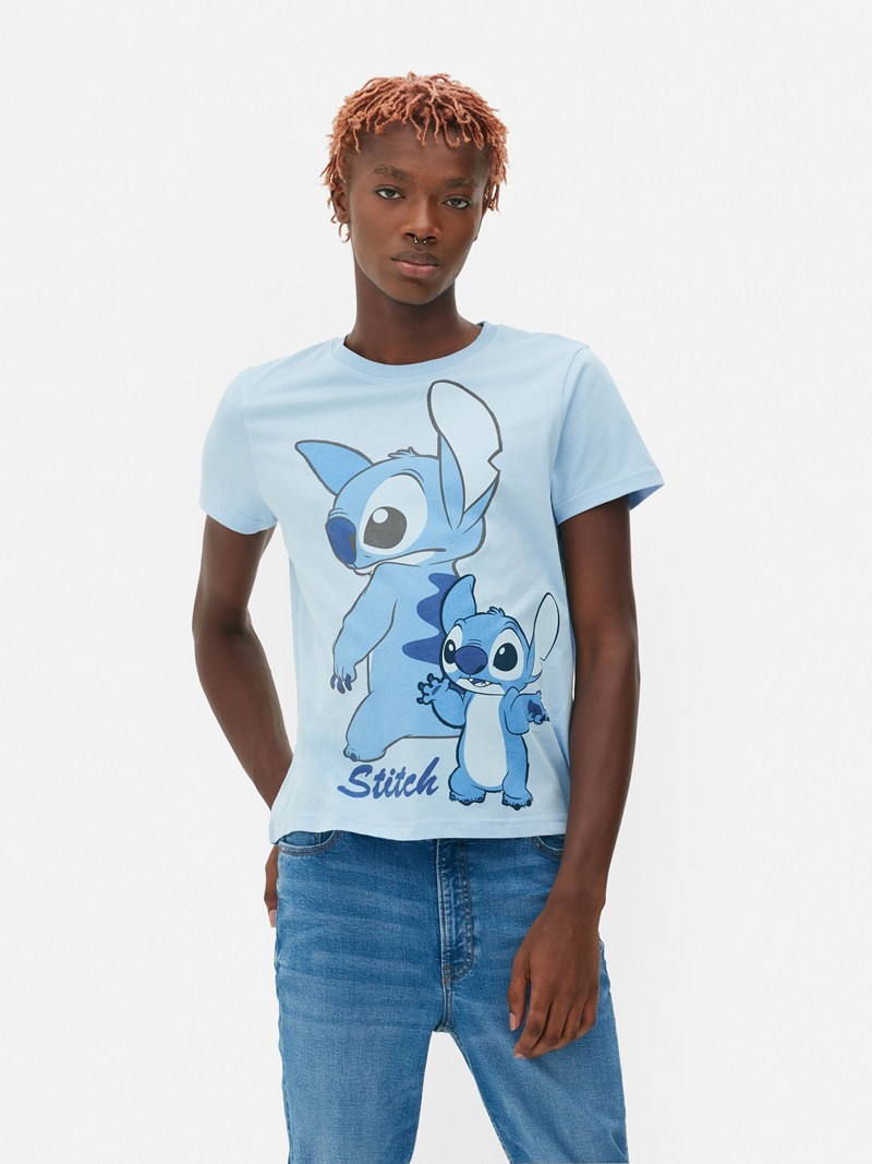 Tops Primark Disney's Lilo and Stitch Printed Mujer Azules | 3651IJMGF