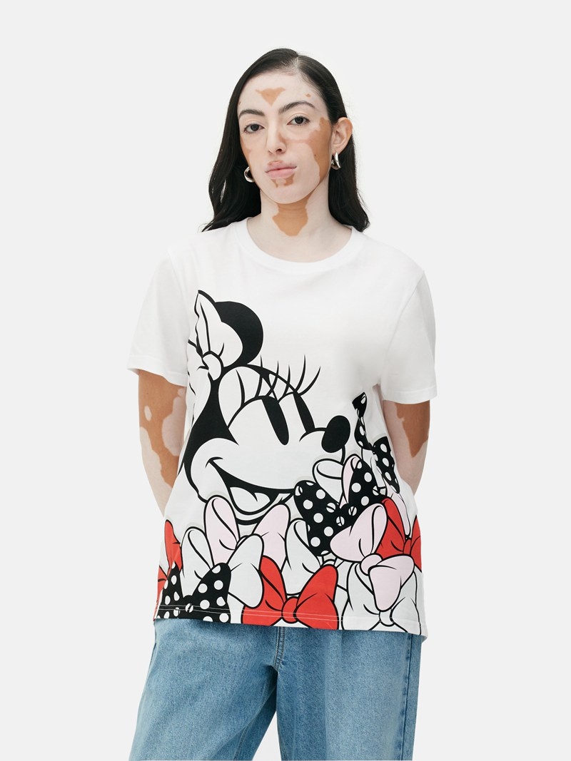 Tops Primark Disney’s Minnie Mouse Printed Mujer Blancas | 8615NEKWQ