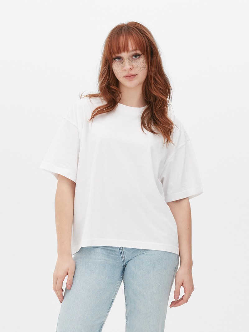 Tops Primark Essential Boxy Mujer Blancas | 1362IAZHP