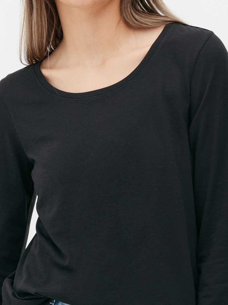 Tops Primark Essential Long Sleeve Mujer Negras | 1458ERUJO