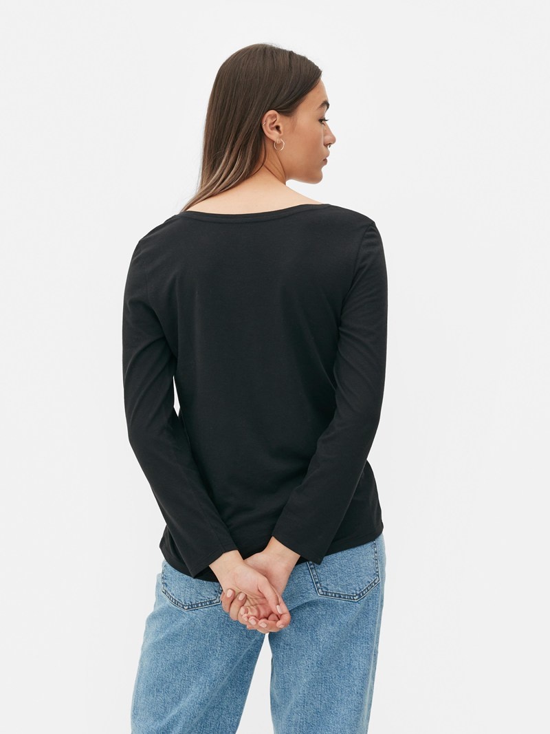 Tops Primark Essential Long Sleeve Mujer Negras | 1458ERUJO