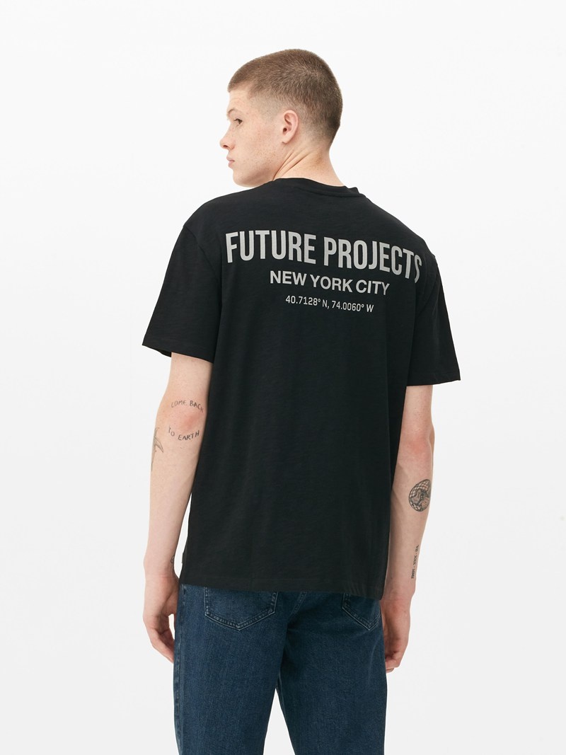 Tops Primark Future Projects Printed Sleeve Hombre Negras | 9541ICEXA