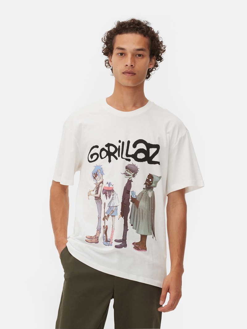 Tops Primark Gorillaz Estampadas Print Hombre Blancas | 5207VEOCJ