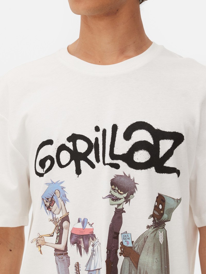 Tops Primark Gorillaz Estampadas Print Hombre Blancas | 5207VEOCJ