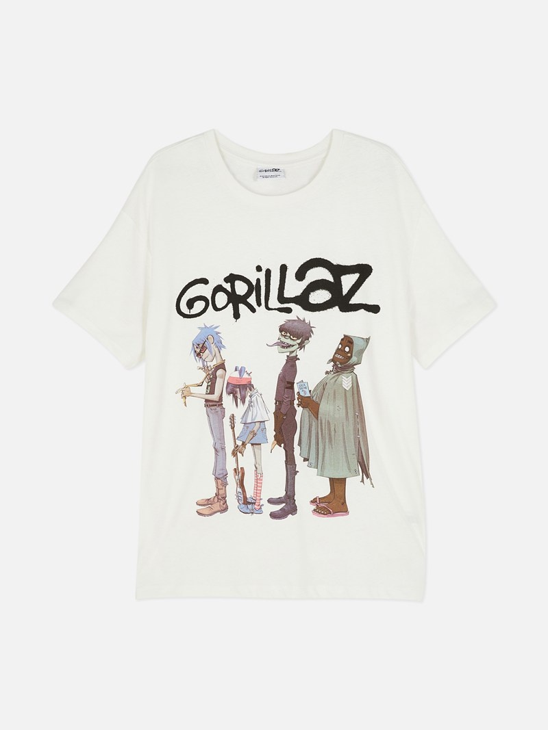 Tops Primark Gorillaz Estampadas Print Hombre Blancas | 5207VEOCJ