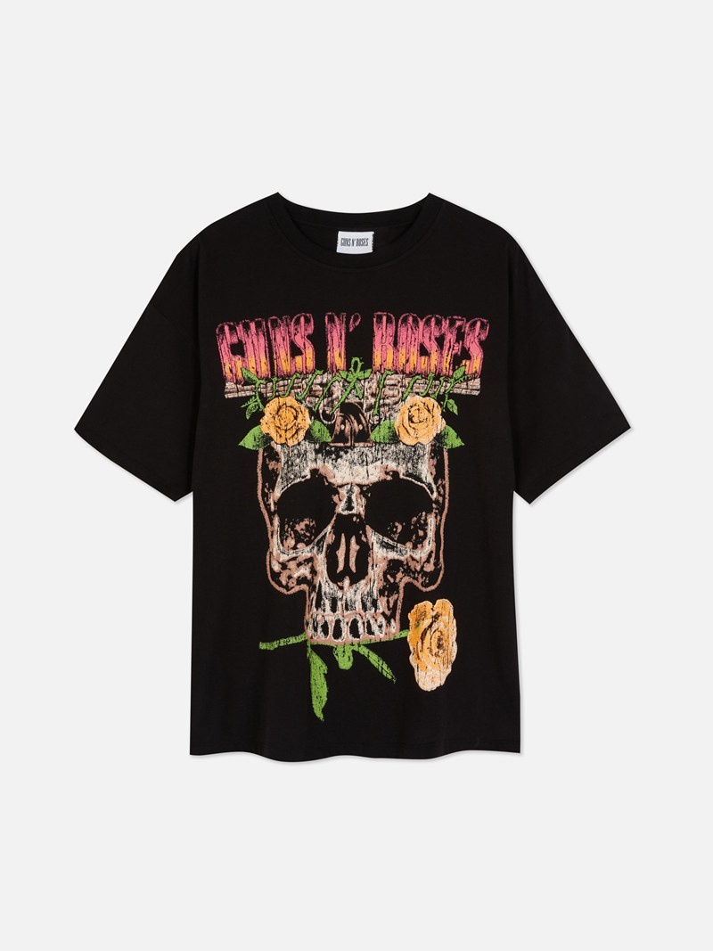 Tops Primark Guns N' Roses Relaxed Fit Mujer Negras | 5409BSNHP