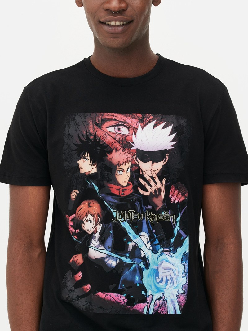 Tops Primark Jujutsu Kaisen Estampadas Hombre Negras | 6095JDEVR